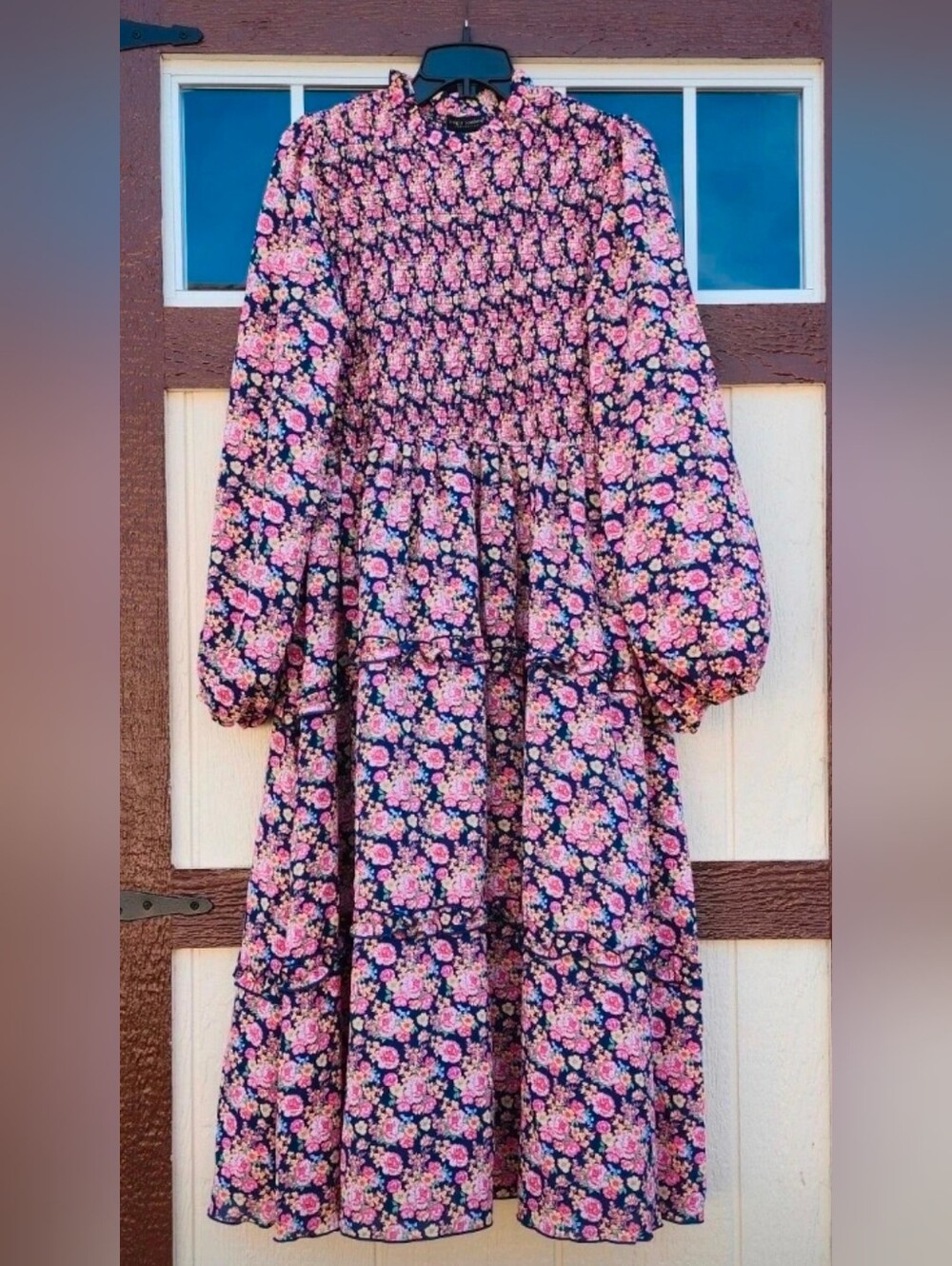NEW!! Simply Southern Women's Pink Floral Tiered Midi Dress, NWT - Picture 6 of 6